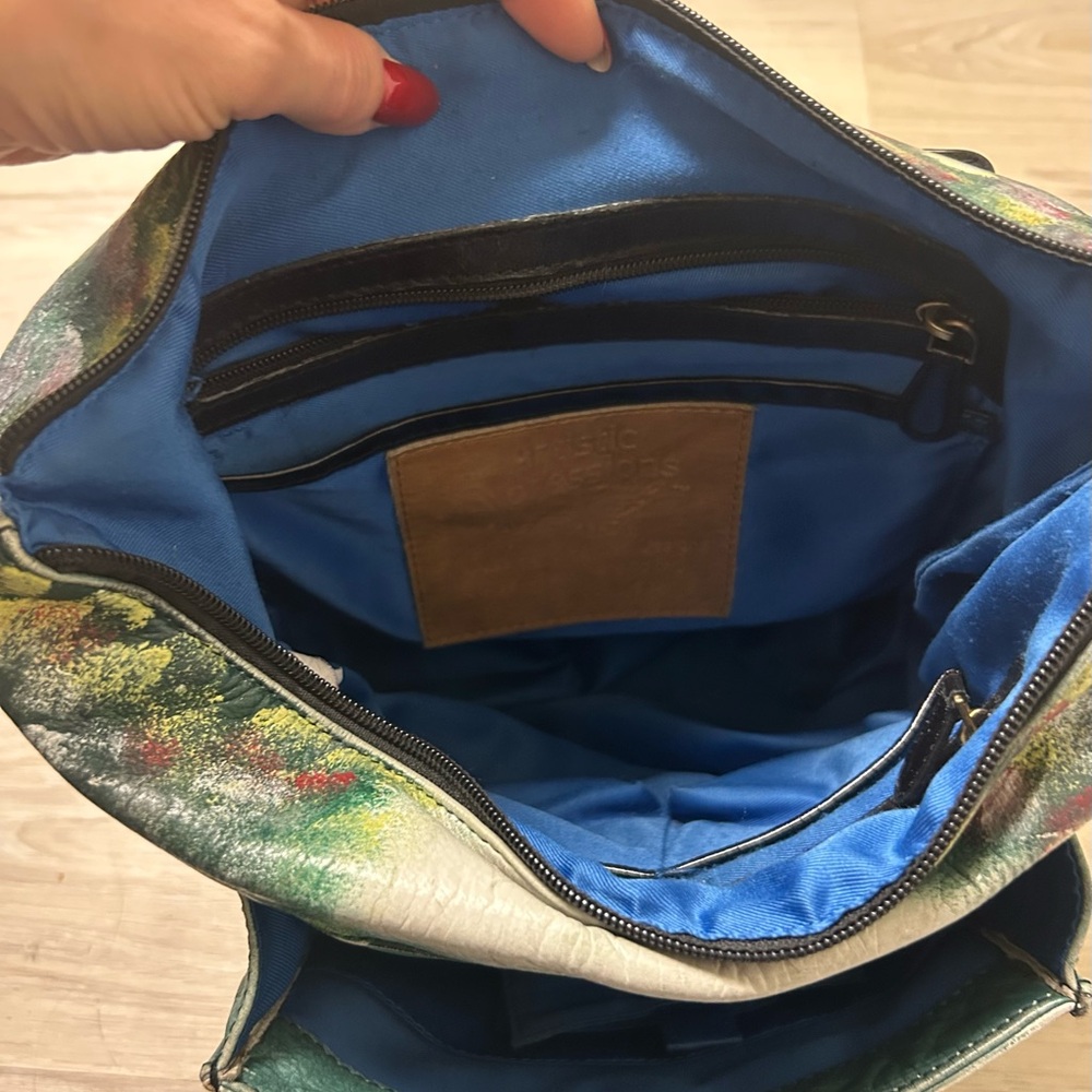 Vintage Sharif Bag Hand Painted Butterflies Colorful Medium Shoulder Bag Artsy - Picture 8 of 14